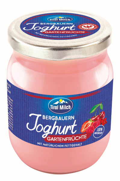 Tirol Milch Bergbauernjoghurt Gartenfrüchte 4 % 