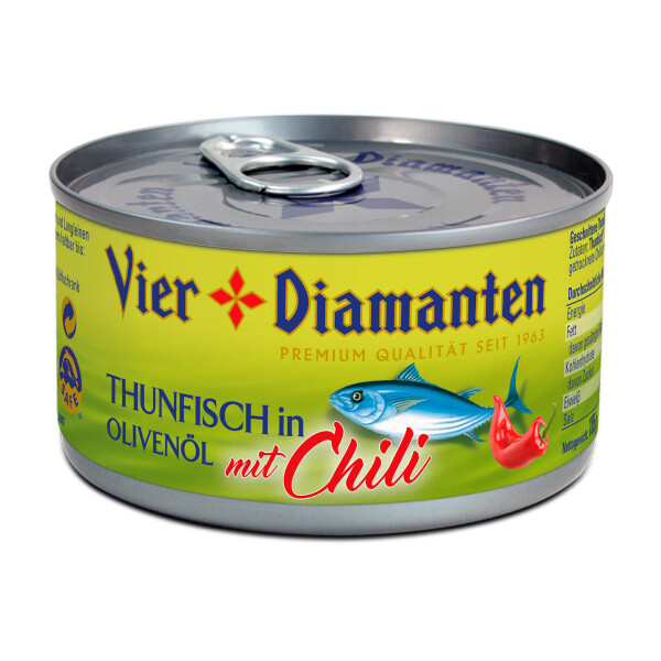 Vier Diamanten Thunfisch in Olivenöl Chili
