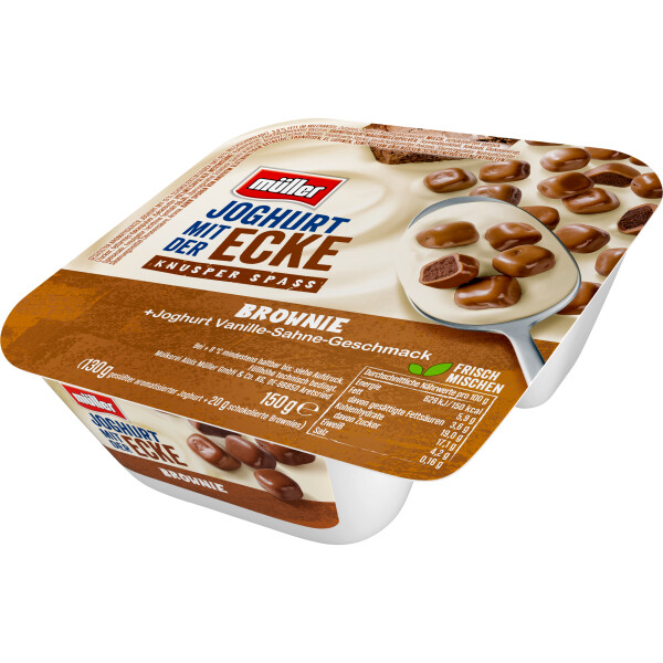 Müller Joghurt mit der Ecke Brownie