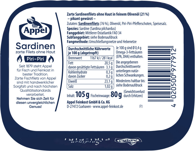 Appel Sardinen Piri Piri