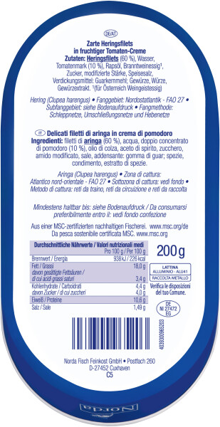 Norda Heringsfilet MSC Tomaten Creme