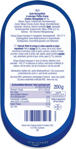 Norda Heringsfilet MSC Pfeffer Creme