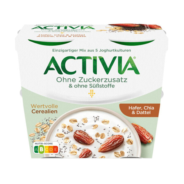 Danone Activia ohne Zuckerzusatz Hafer, Chia, Dattel 4er