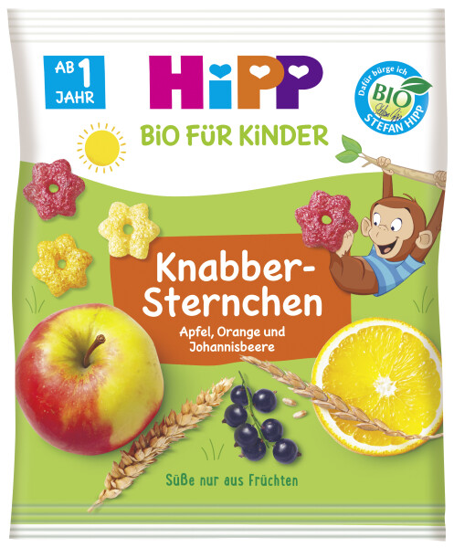 Hipp Bio für Kinder Knabber Sternchen Apfel, Orange & Johannisbeere