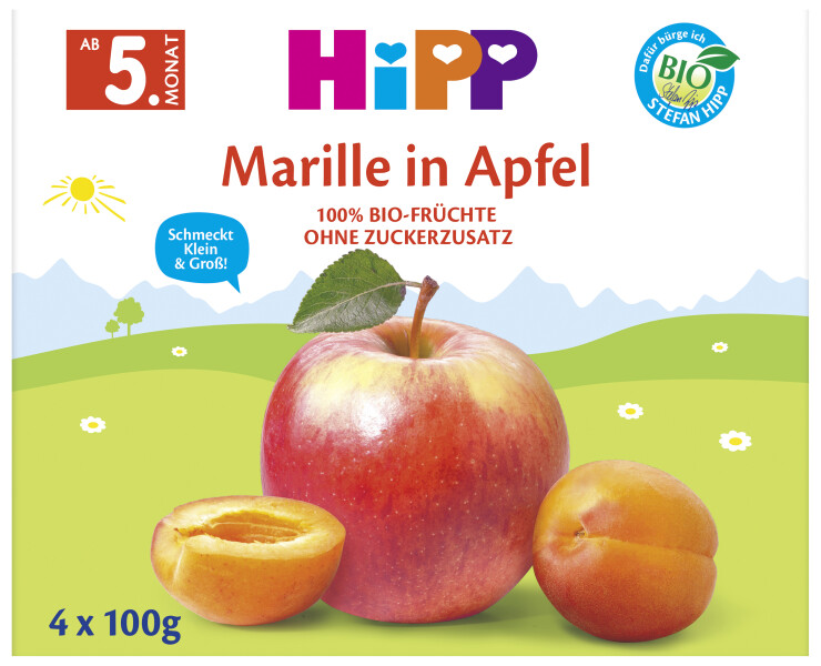 HiPP Bio Früchte Marille in Apfel 4er