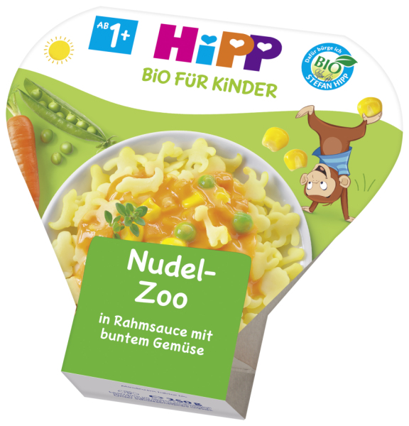 Hipp Bio für Kinder Nudel-Zoo in Rahmsauce mit buntem Gemüse