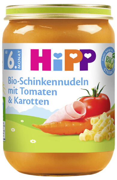 HiPP Bio Schinkennudeln-Tomate-Karotte 6. Monat