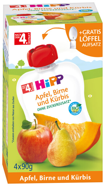 HiPP Beutel Apfel-Birne-Kürbis 4er-Packung