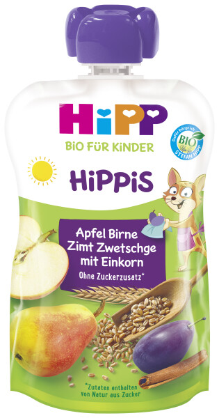 HiPP HiPPiS mit Vollkorn Apfel-Birne-Zimt-Zwetschge mit Einkorn