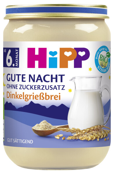Hipp Bio Gute Nacht Dinkelgrießbrei ohne Zuckerzusatz