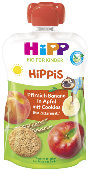 HiPP Bio Vollkorn Pfirsich-Banane in Apfel mit Cookies