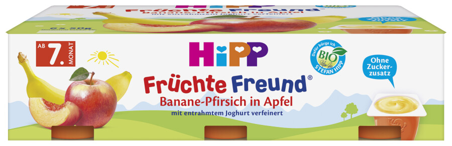 HiPP Bio Früchte-Freund Banane-Pfirsich in Apfel