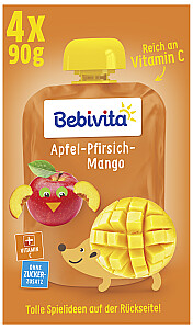Bebivita Quetschbeutel Frucht Apfel-Pfirsich-Mango, 4x90g