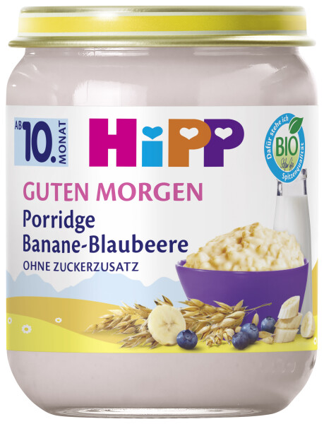 HiPP Bio Frühstücks-Porridge, Banane-Blaubeere-Haferbrei