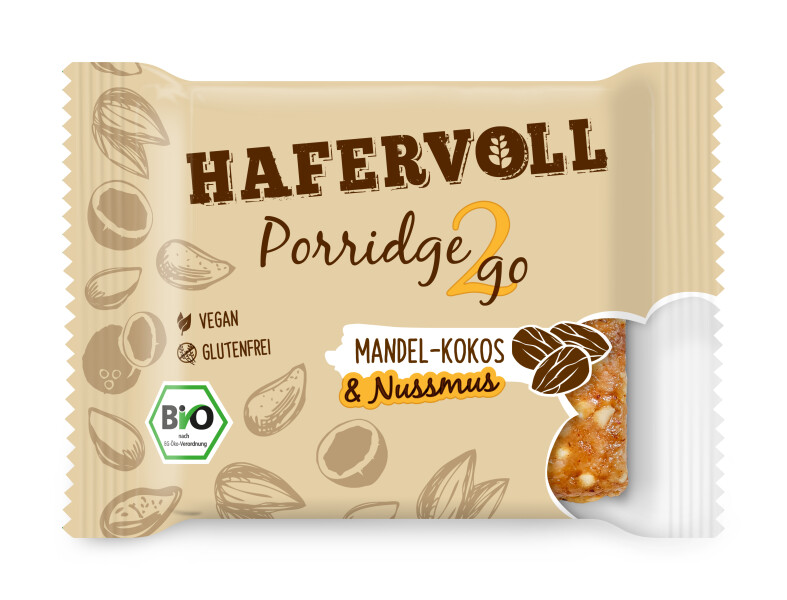 Hafervoll Bio Porridge2go Mandel