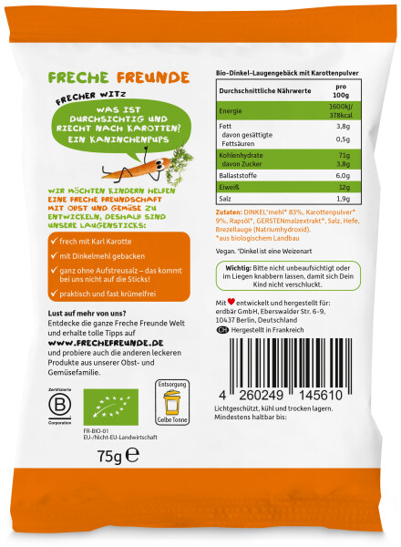 Freche Freunde Bio Freche Laugensticks Karotte