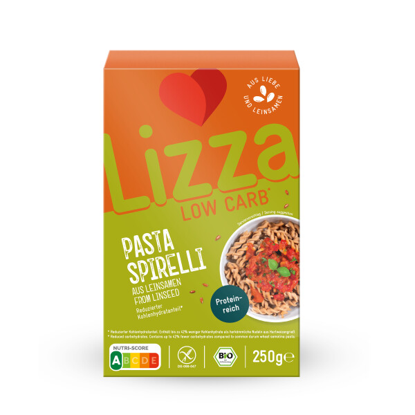 Lizza Low Carb Pasta Spirelli aus Leinsamen