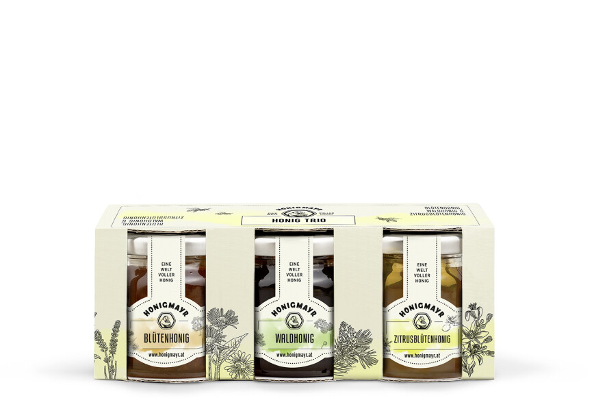 Honigmayr Trio Waldhonig, Blütenhonig, Zitrusblütenhonig 3x50 g 