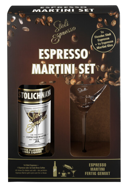 Stolichnaya Espresso Martini mit Glas