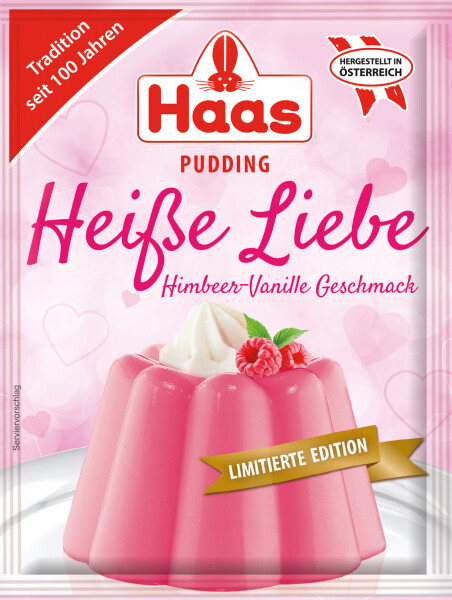 Haas Pudding Heiße Liebe Himbeer-Vanille-Geschmack