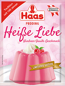 Haas Pudding Heiße Liebe Himbeer-Vanille-Geschmack