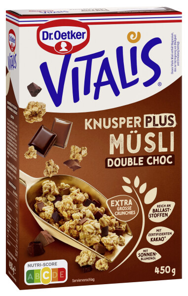 Dr. Oetker Vitalis Knuspermüsli Plus Double Chocolate
