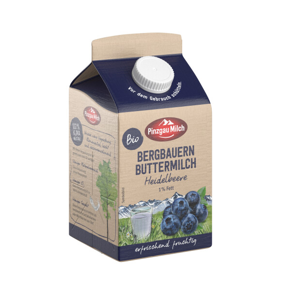 Pinzgau Milch Bio Bergbauern Buttermilch Heidelbeere 1% Fett