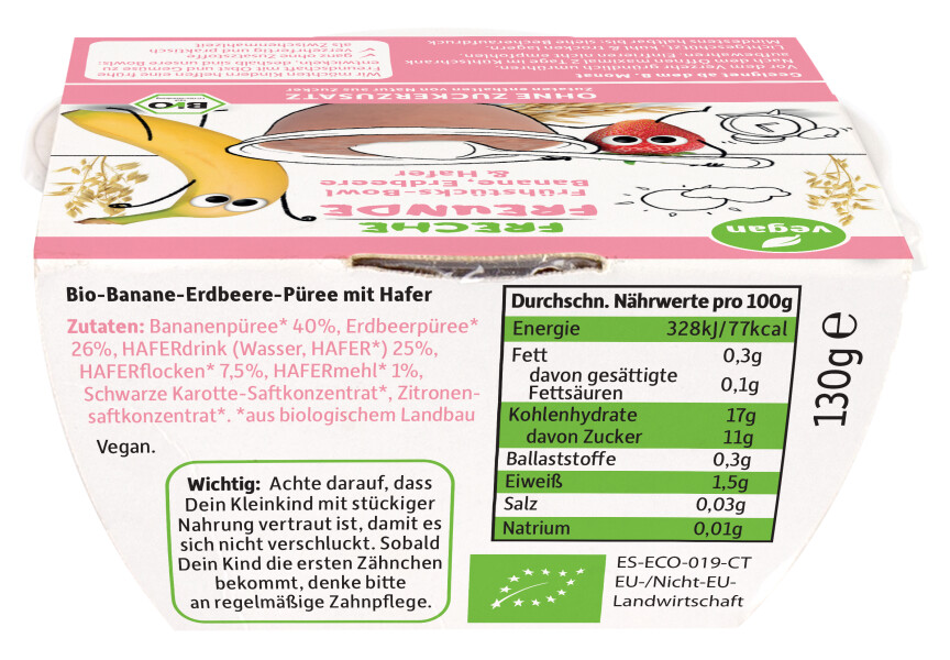 Freche Freunde Bio Frühstücks-Bowl Banane, Erdbeere & Hafer