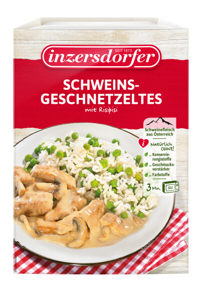 Inzersdorfer Feine Klassiker Schweinsgeschnetzeltes mit Risi Pisi