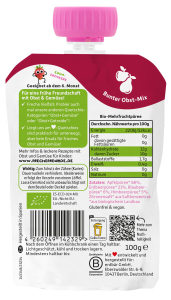 Freche Freunde Quetschie Apfel, Erdbeere, Blaubeere & Himbeere