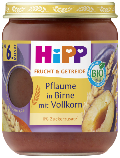 Hipp Pflaume in Birne mit Vollkorn