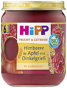 Hipp Himbeere in Apfel mit Dinkelgrieß