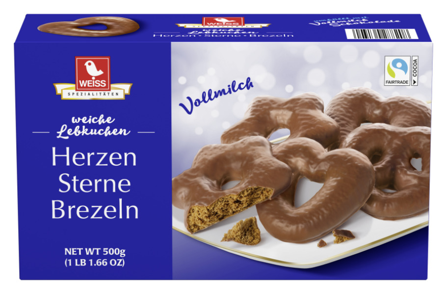 Weiss weiche Lebkuchen Herzen/Sterne/Drezeln Vollmilch