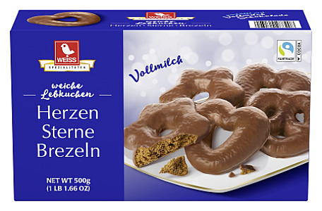 Weiss weiche Lebkuchen Herzen/Sterne/Drezeln Vollmilch